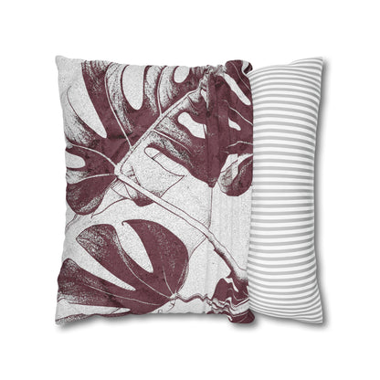 Monstera Leaf Mauve Canvas Pillow Cover 20x20