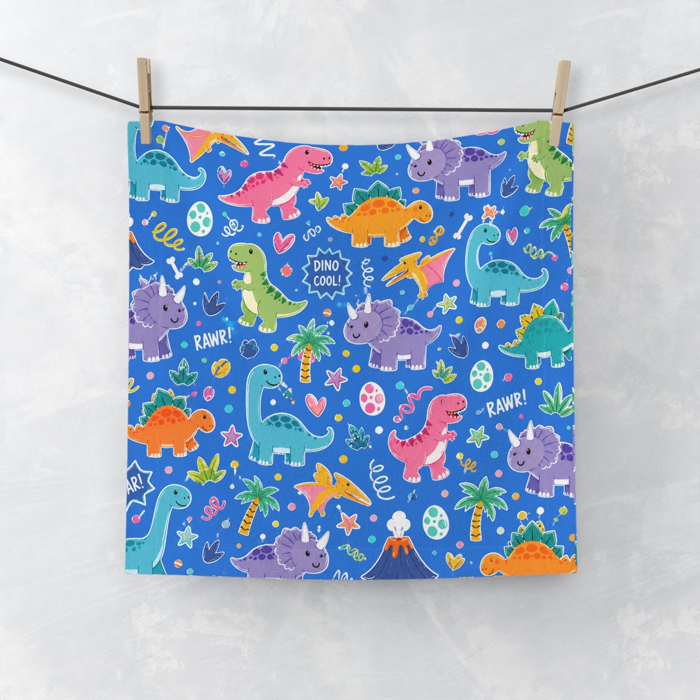 Blue Dino Face Towel
