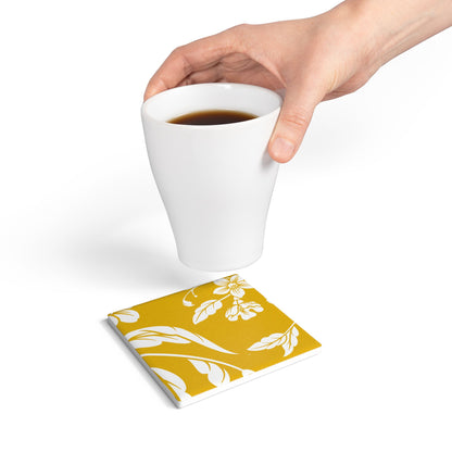 Honey Yellow Floral Ceramic Coaster Coordinated Collection