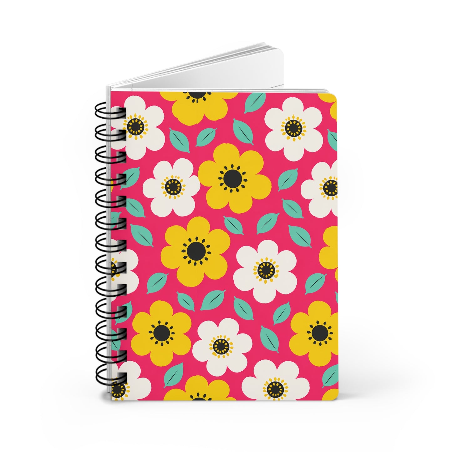 Happy Flower A5 Spiral Notebook Retro Daisy Lined Journal