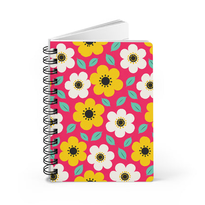 Happy Flower A5 Spiral Notebook Retro Daisy Lined Journal