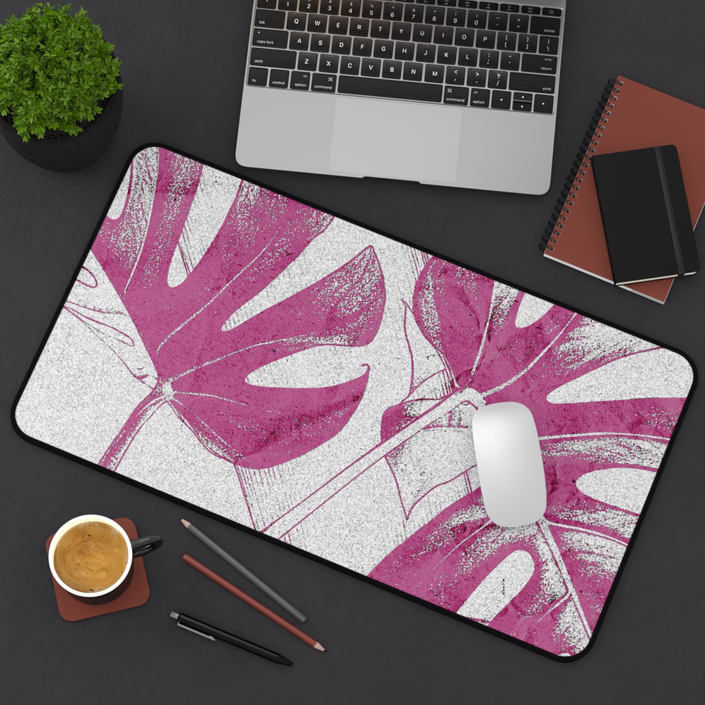 Monstera Leaf Lilac Wine Desk Pad