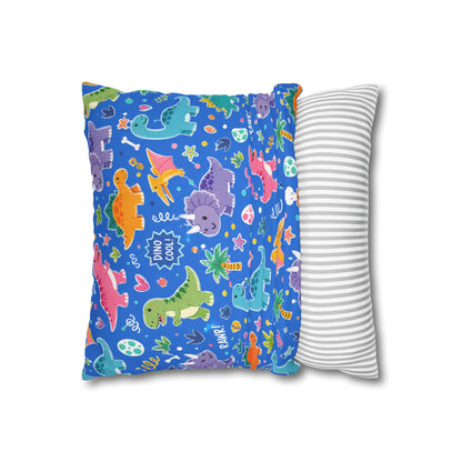 Blue Dino Pillow Cover 14x14