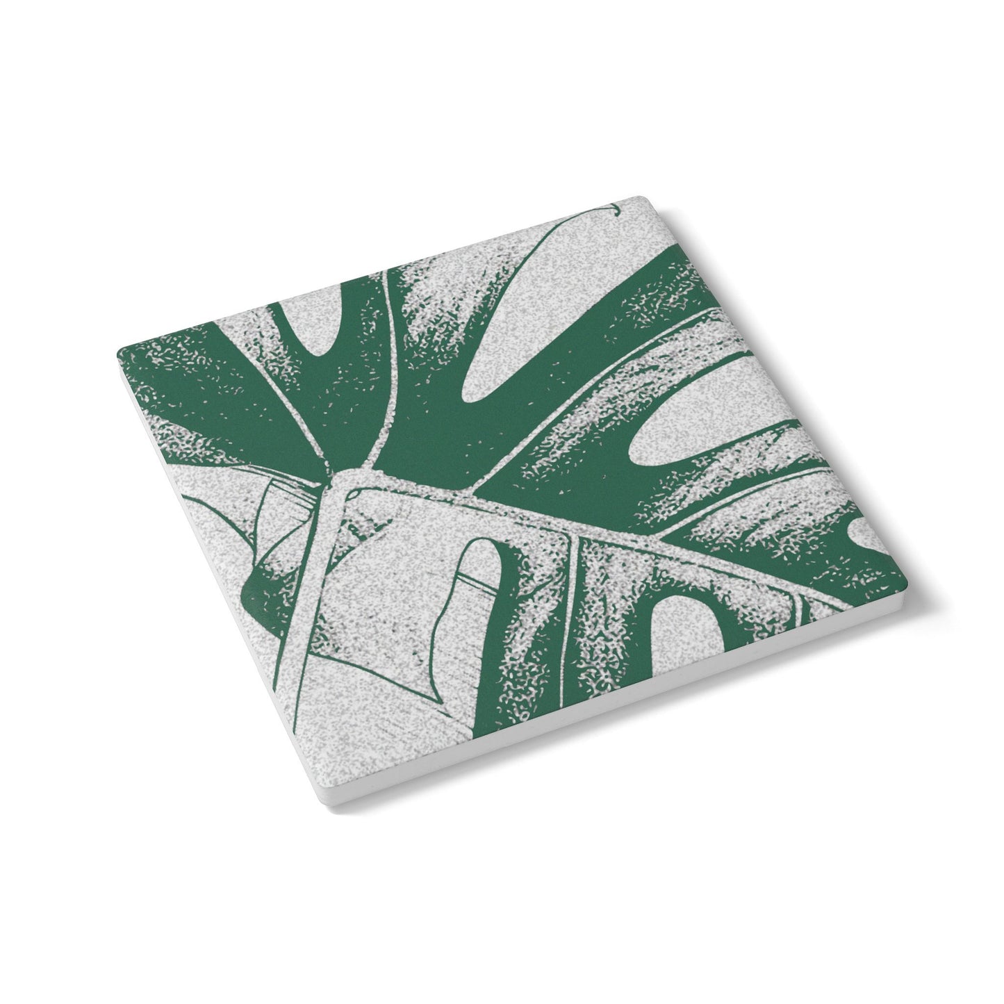 Monstera Leaf Green Ceramic Coaster Botanical Drink Coaster