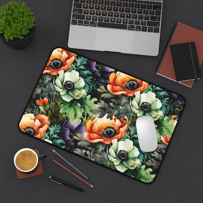 Decorated Floral Desk Pad  Botanical Floral Desk Mat Office Decor (12x18, 12x22, 16x32)