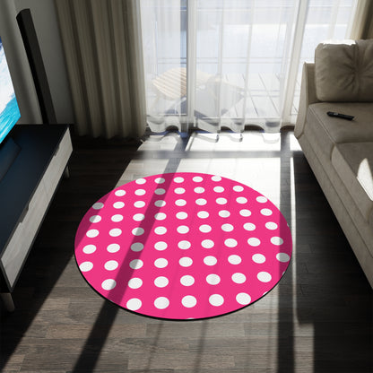 Pink Polka Dot Round Rug 60 Inch Pink and White Area Rug Cute Aesthetic Room Decor