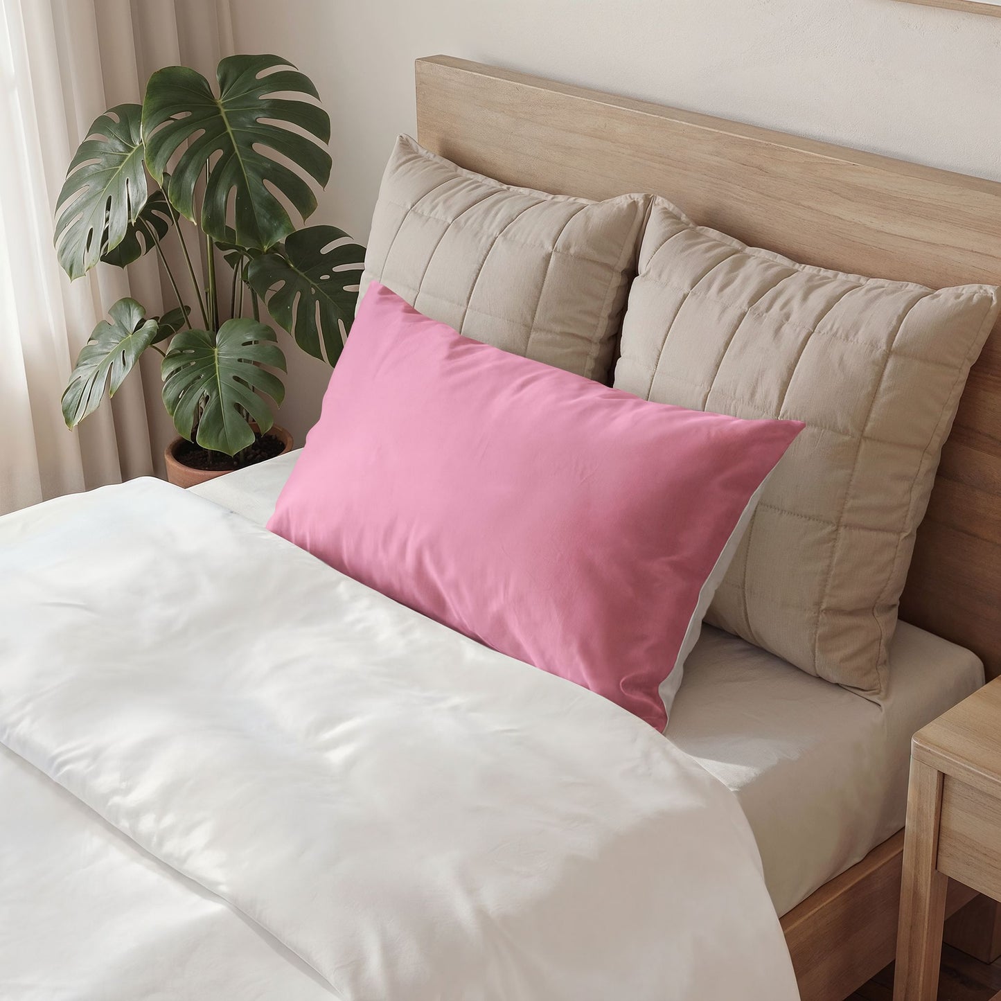 Light Pink Pillow Solid Cotton Sham