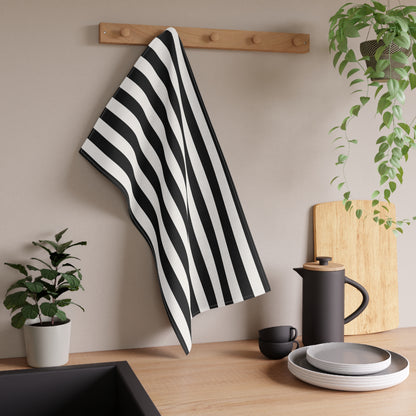 Black Stripe Cotton Twill Tea Towel 18 x 30