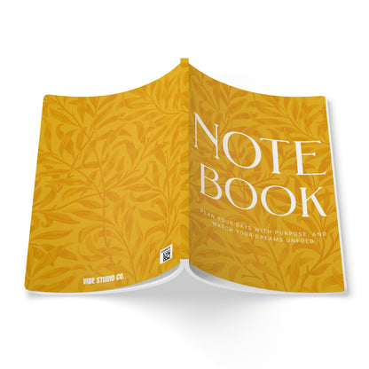 Honey Yellow Leaves A5 Lined Journal Minimal Botanical Notebook | Coordinated Collection