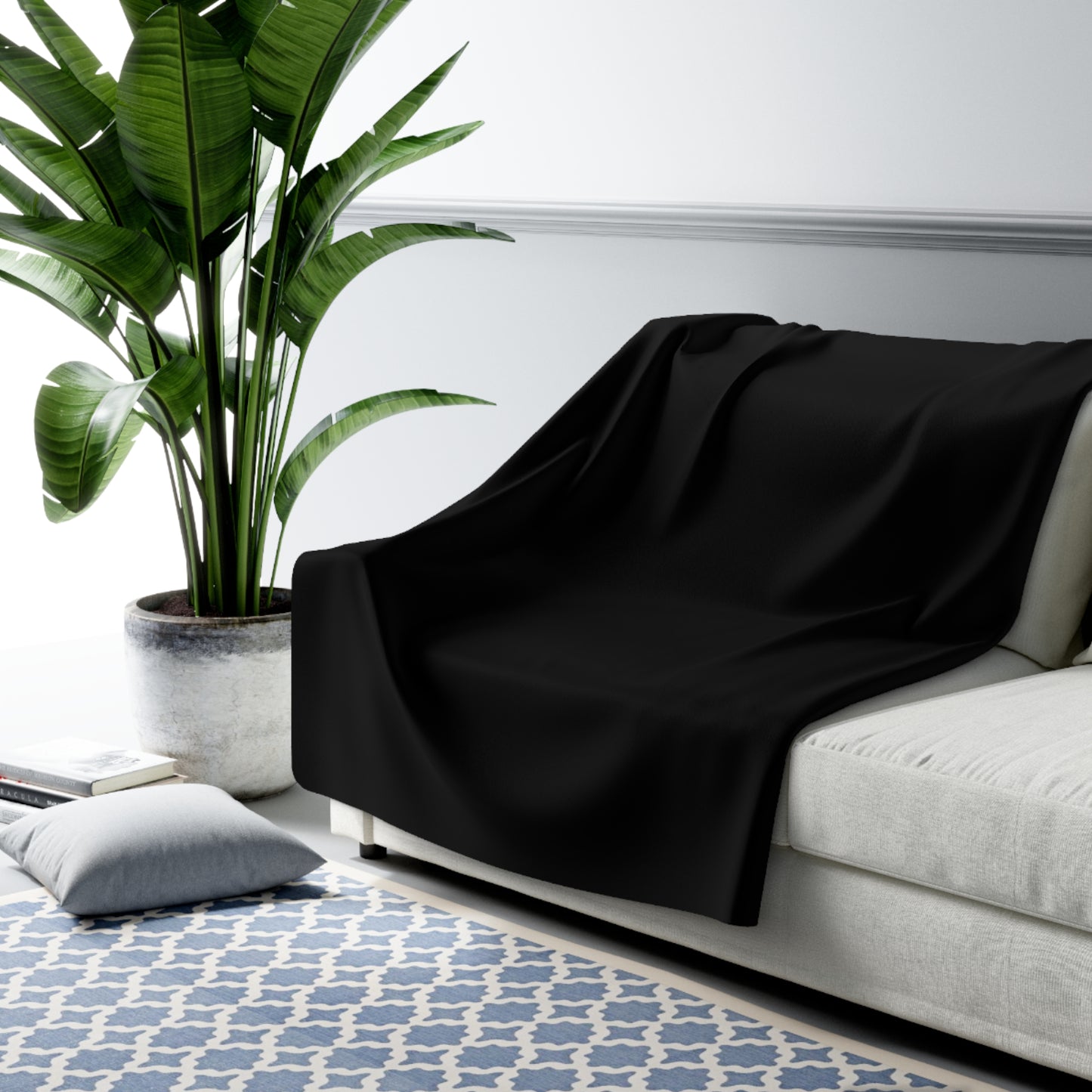 Black Sherpa Fleece Blanket Cozy Plush Throw 3 Sizes Soft Warm Blanket