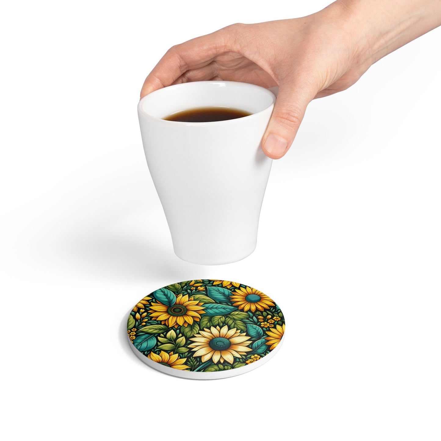 Sunflower Grove Ceramic Coaster Botanical Drink Coaster