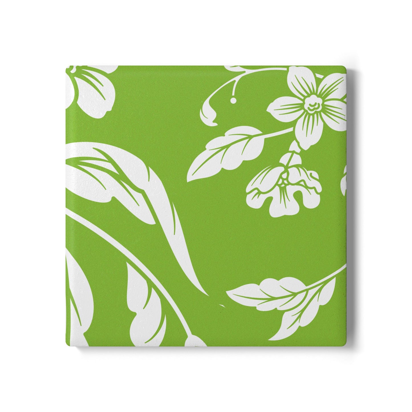 Muted Lime Floral Ceramic Coaster Coordinated Collection