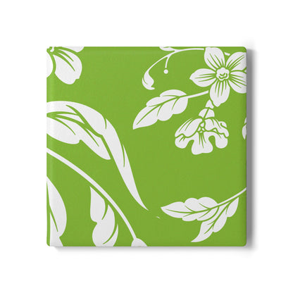 Muted Lime Floral Ceramic Coaster Coordinated Collection