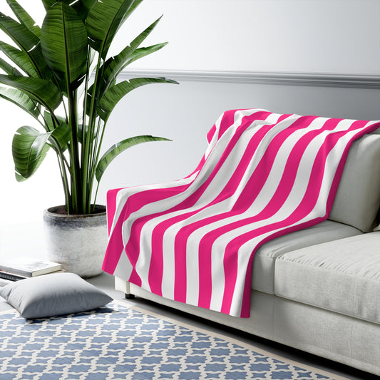 Pink Stripe Sherpa Blanket