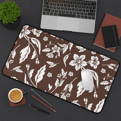 Chocolate Brown Floral Desk Pad (12x18, 12x22 or 16x32)