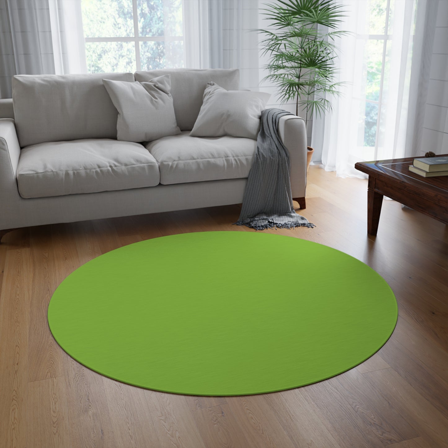 Muted Lime Coordinated Round Rug 60 Inch Floor Rug Minimal Home Decor Living Room Rug