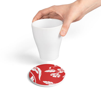 True Red Floral Ceramic Coaster Coordinated Collection