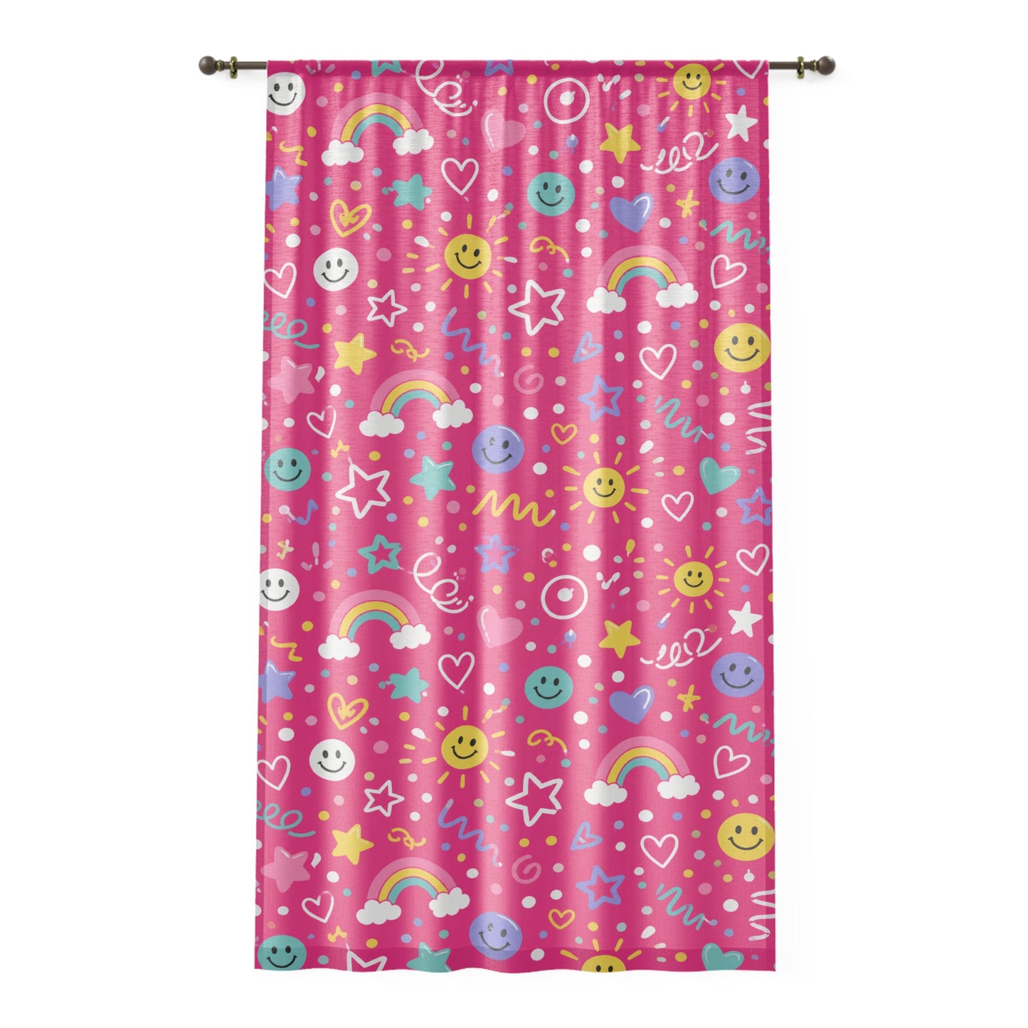 Pink Pop Sheer Curtain Panel 50 x 84 Pink Window Curtain