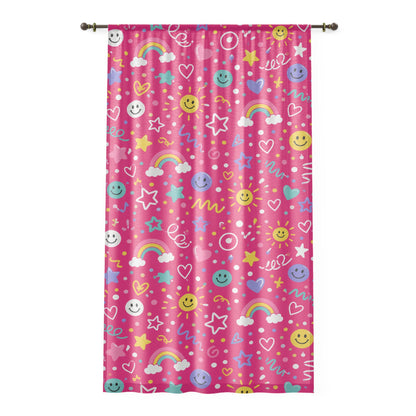 Pink Pop Sheer Curtain Panel 50 x 84 Pink Window Curtain