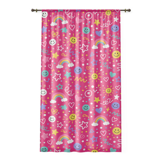 Pink Pop Sheer Curtain Panel 50 x 84 Pink Window Curtain