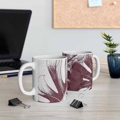 Monstera Leaf Mauve and White Mug