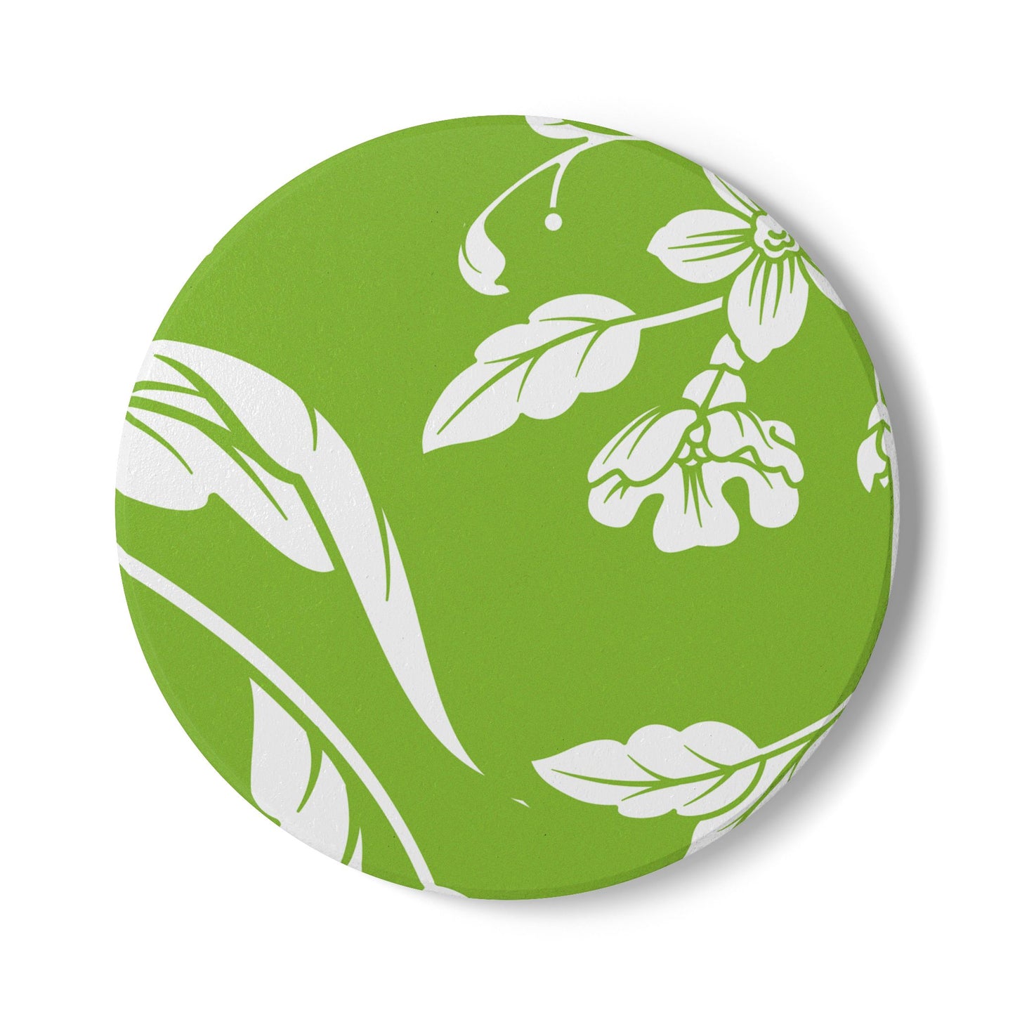 Muted Lime Floral Ceramic Coaster Coordinated Collection