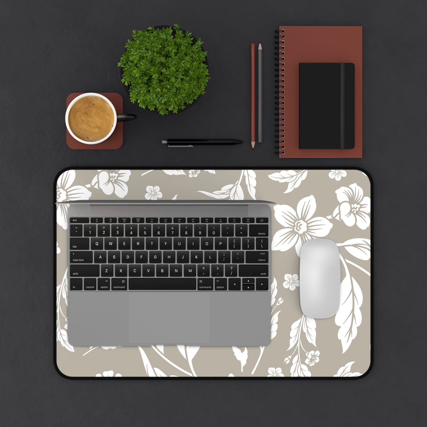 Warm Stone Floral Desk Pad (12x18, 12x22 or 16x32)