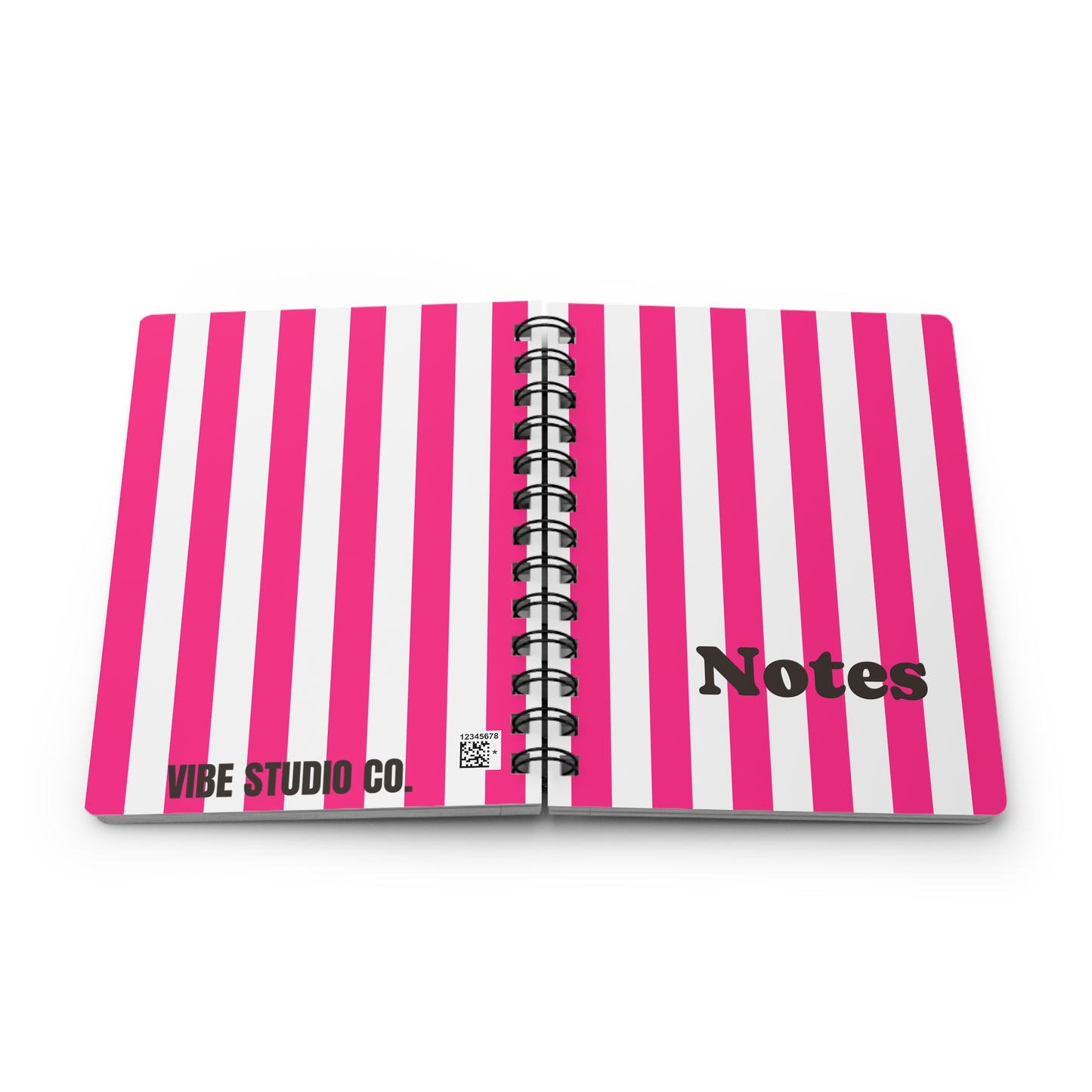 Pink Stripe Spiral Journal Pink and White Striped Notebook Lined Journal