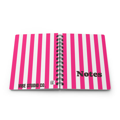 Pink Stripe Spiral Journal Pink and White Striped Notebook Lined Journal