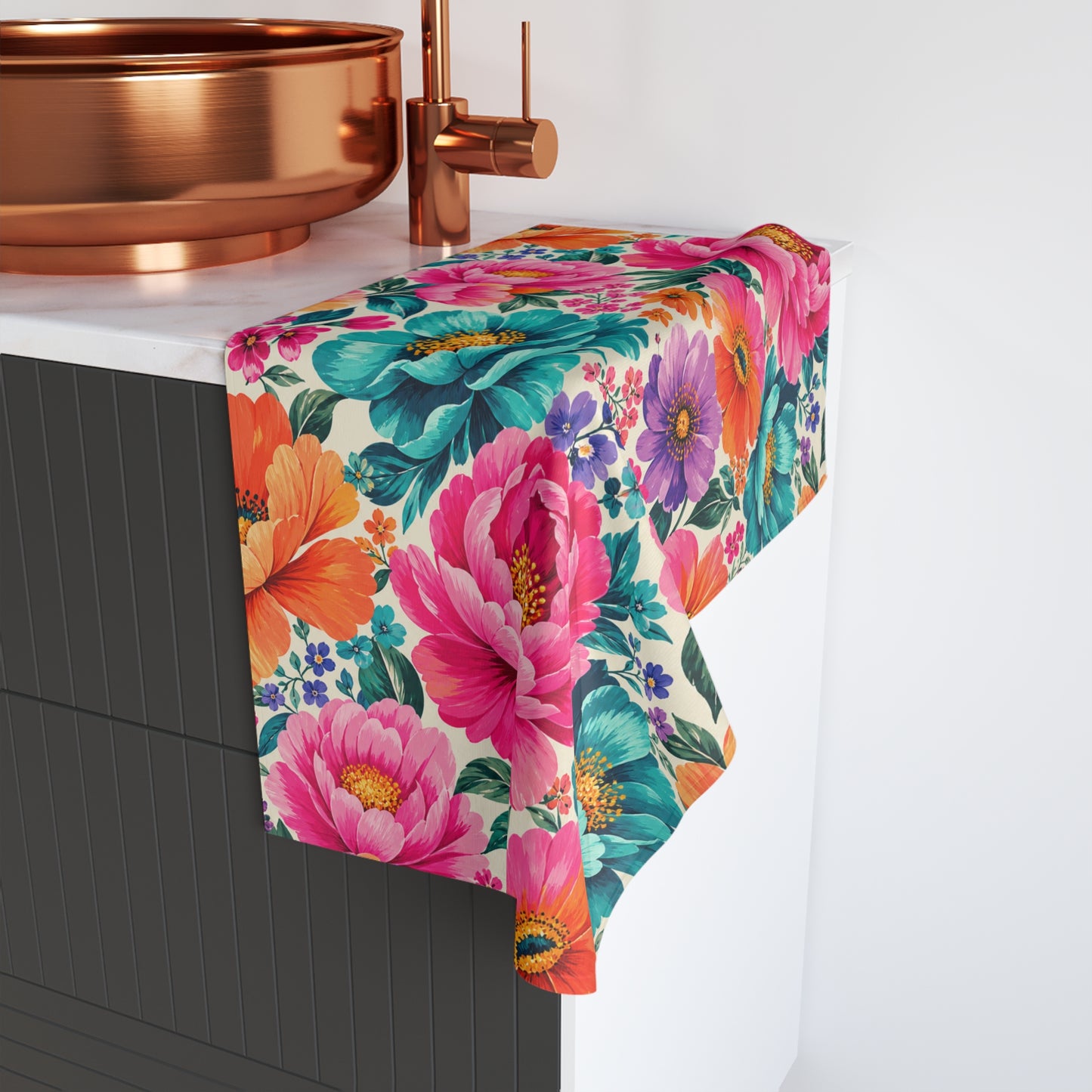 Dreamy Floral Hand Towel Painterly Floral Bathroom Hand Towel