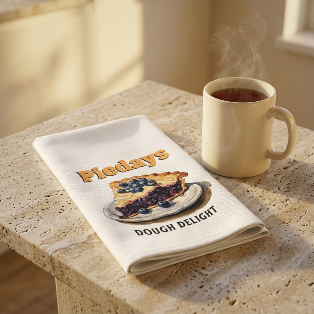 Pie Days Dough Delight Tea Towel Funny Kitchen Towel Pie Dessert Cotton Dish Towel
