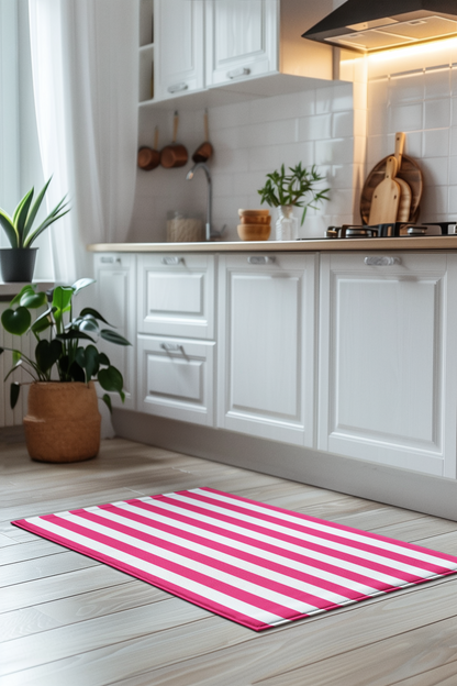 Pink Stripe Kitchen Rug 24 x 36 Pink and White Striped Accent Rug