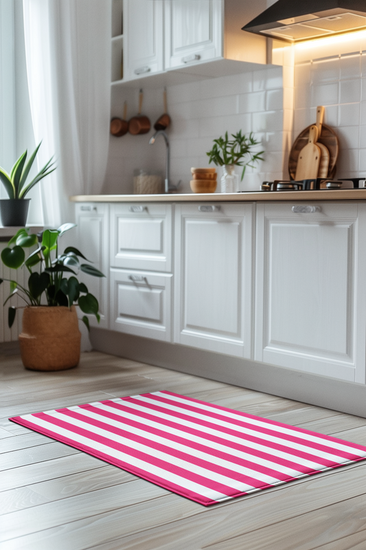 Pink Stripe Kitchen Rug 24 x 36 Pink and White Striped Accent Rug