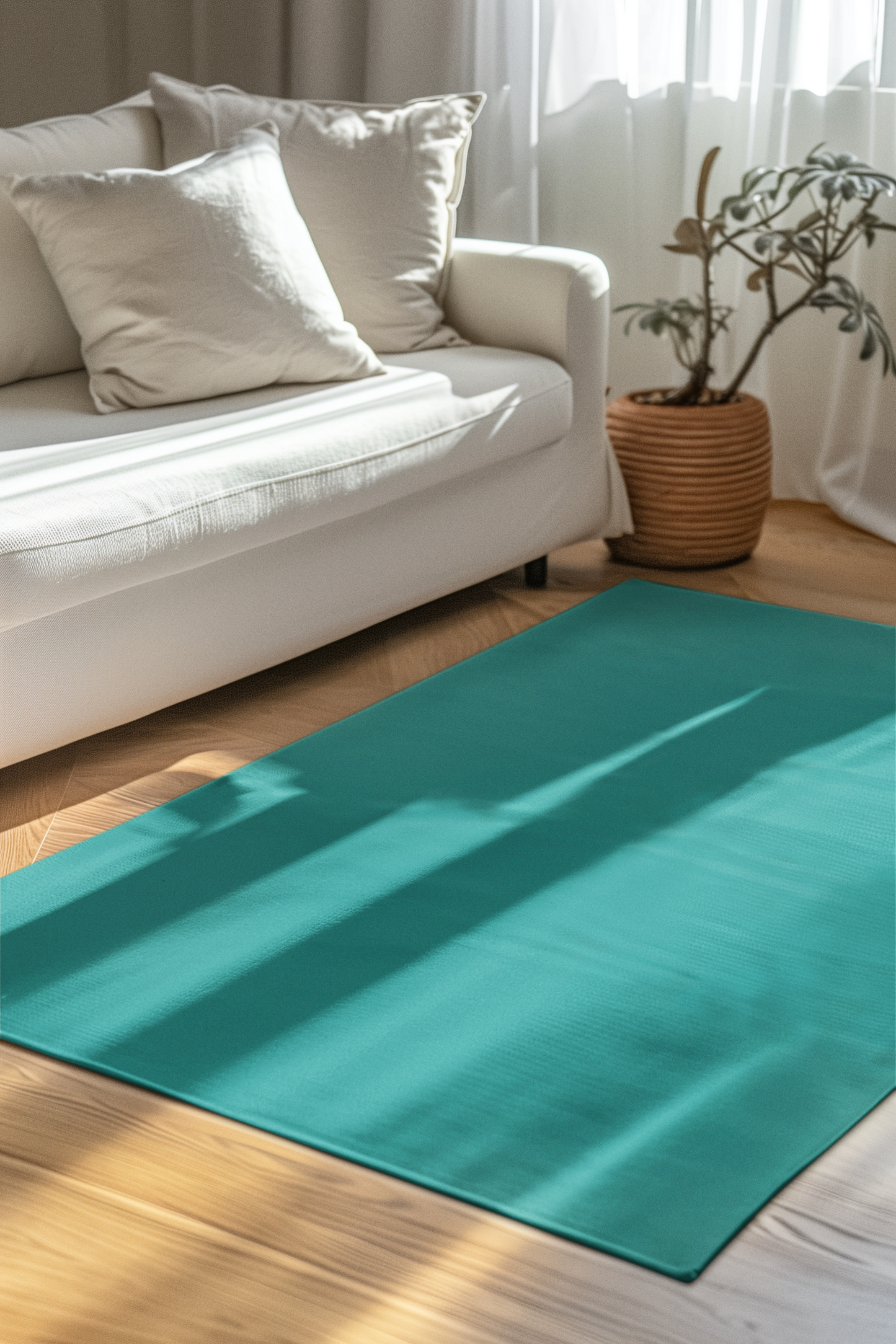 Deep Aqua Rug 24 x 36 Solid Color Accent Rug Modern Home Decor