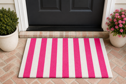 Pink Stripe Door Mat 24 x 16