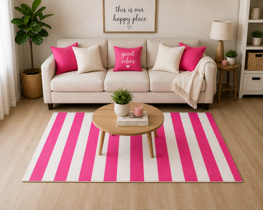 Pink Stripe Area Rug 36 x 55