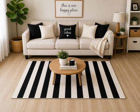 Black Stripe Area Rug 36 x 55