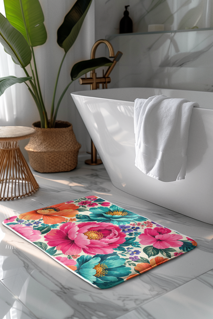 Dreamy Floral Bath Mat Floral Bathroom Mat