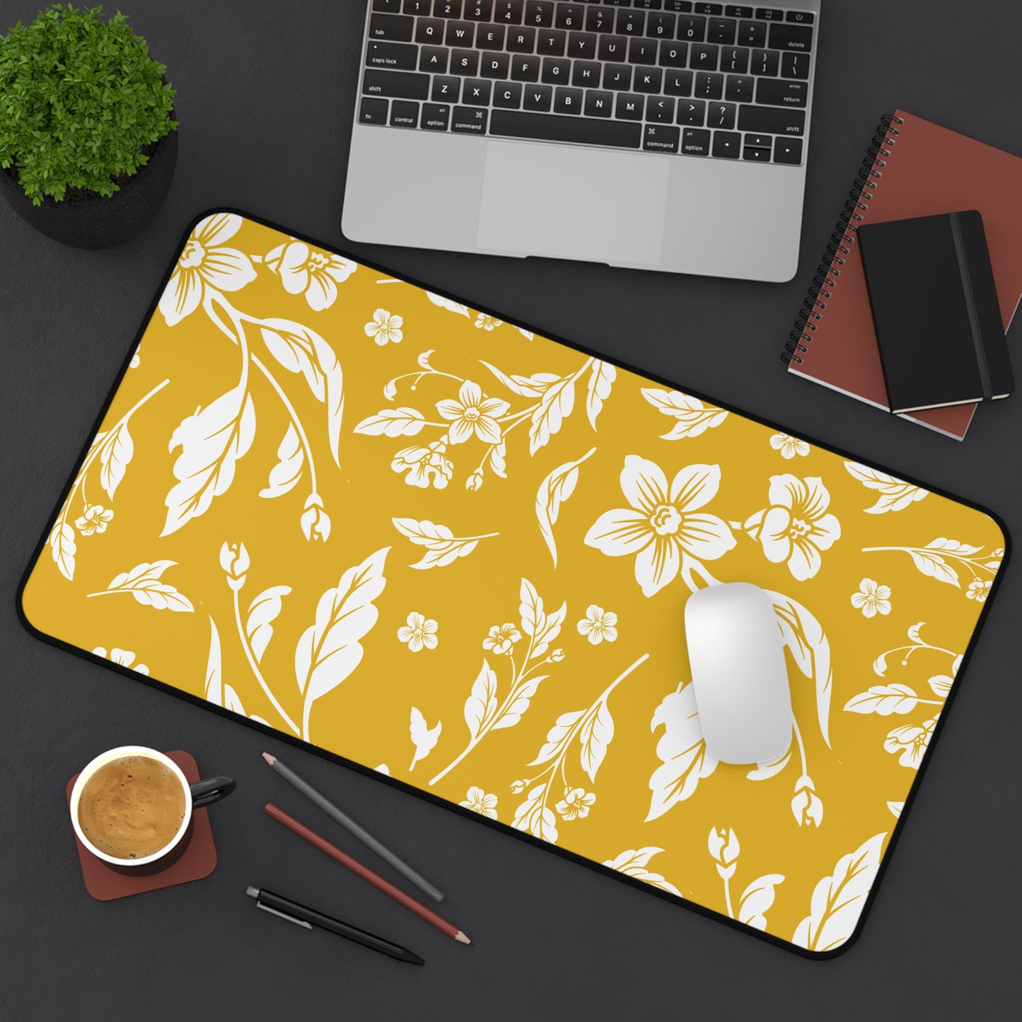 Honey Yellow Floral Desk Pad (12x18, 12x22 or 16x32)