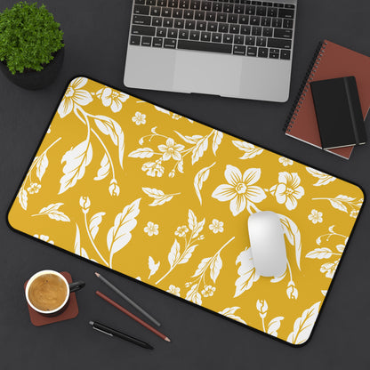 Honey Yellow Floral Desk Pad (12x18, 12x22 or 16x32)