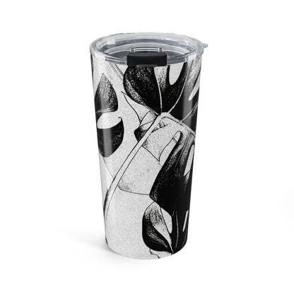 Monstera Leaf Black White 20 oz Tumbler
