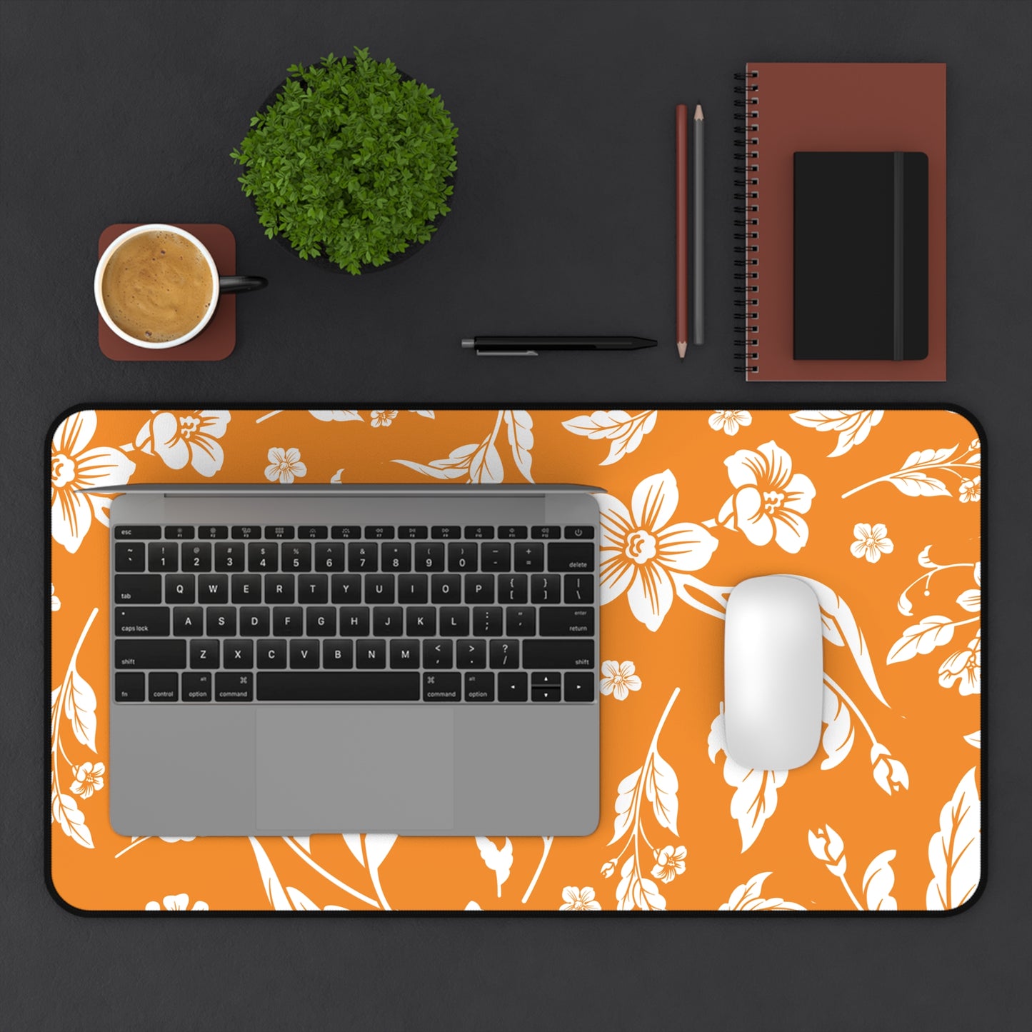 Tangerine Floral Desk Pad (12x18, 12x22 or 16x32)