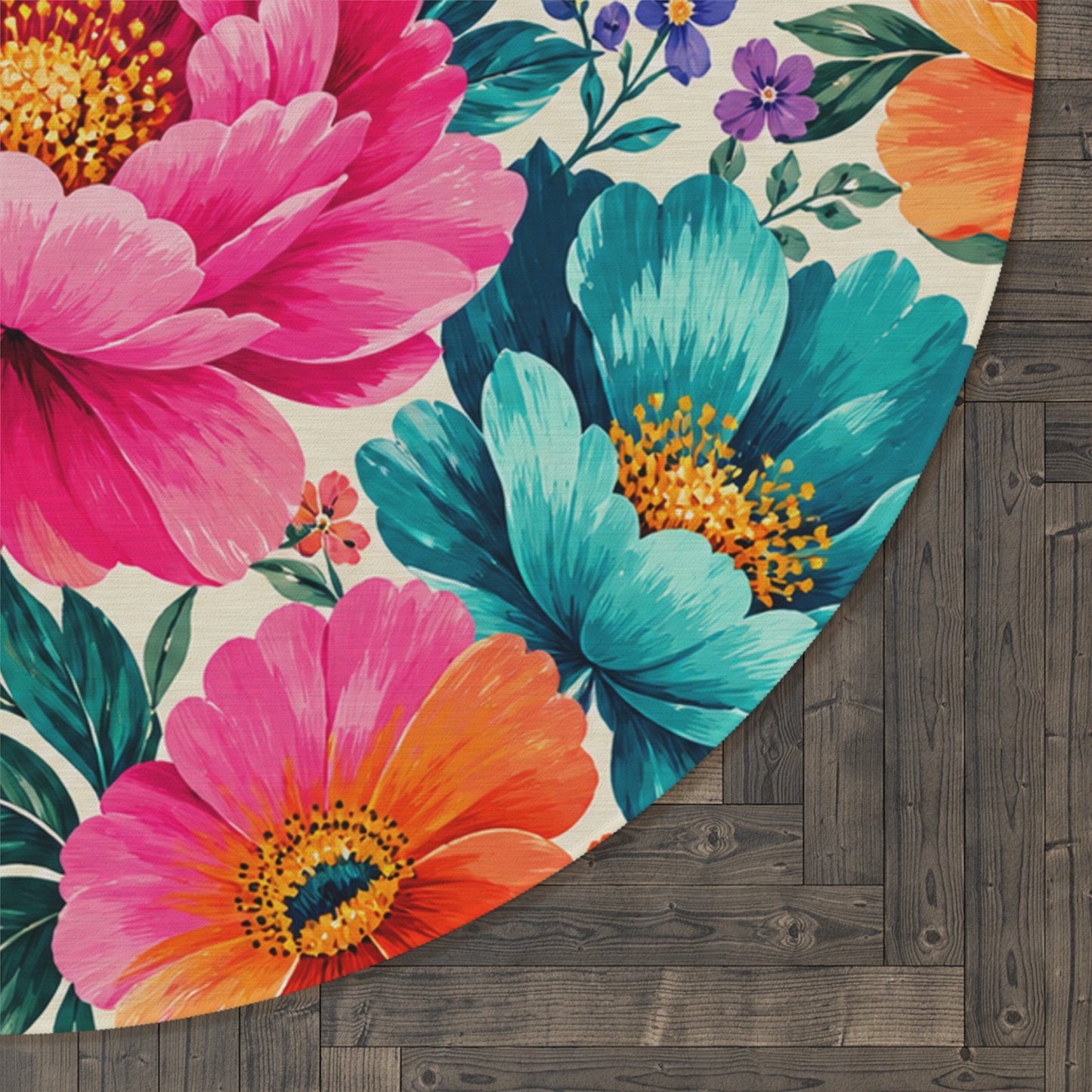 Dreamy Floral Round Rug 60 Inch Floral Area Rug