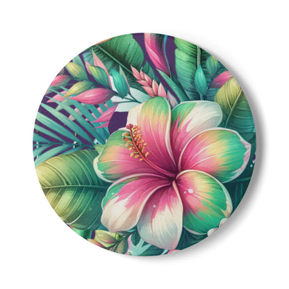 Paradise in Full Bloom Ceramic Coaster Tropical Floral Drink Coaster