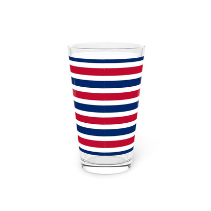 Red, White and Blue Stripe Pint Glass, 16oz