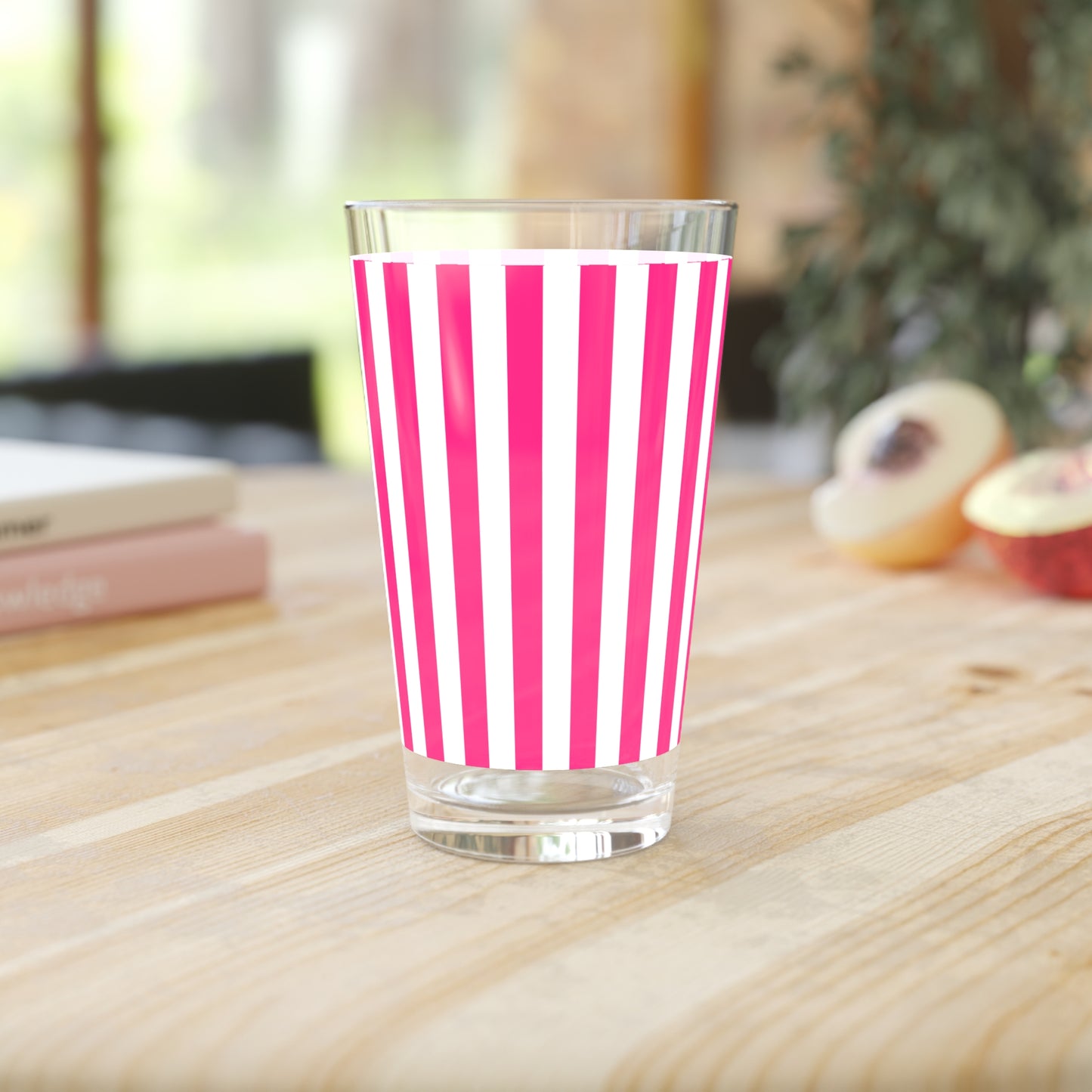 Pink Stripe Pint Glass 16oz Pink Striped Glassware