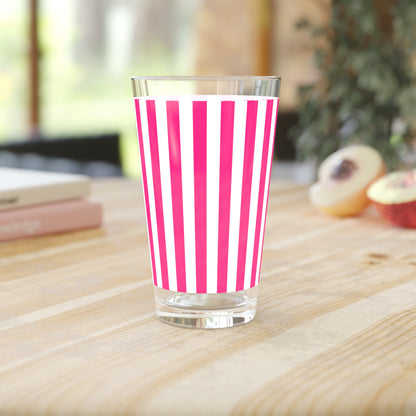 Pink Stripe Pint Glass 16oz Pink Striped Glassware