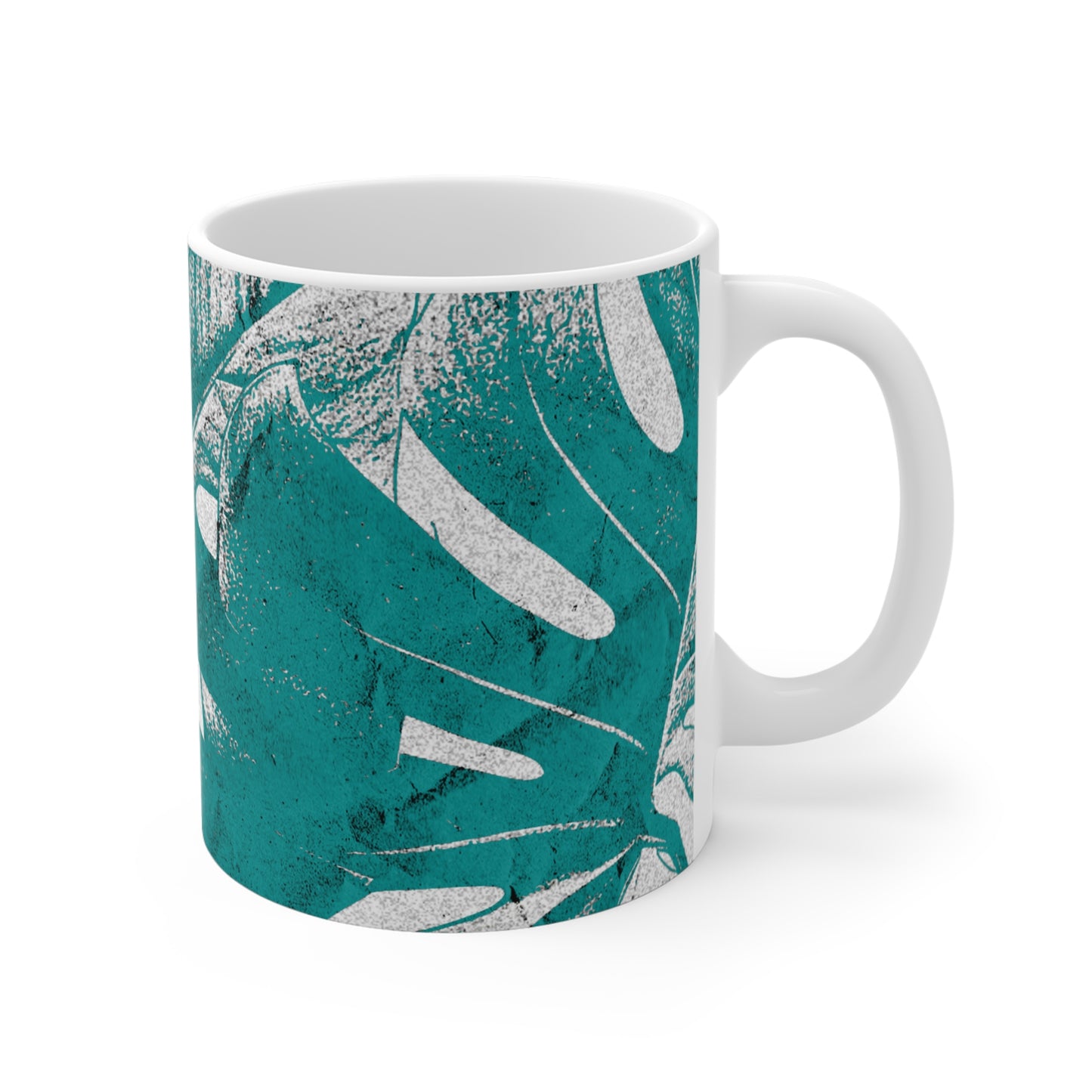 Monstera Leaf Deep Aqua Mug
