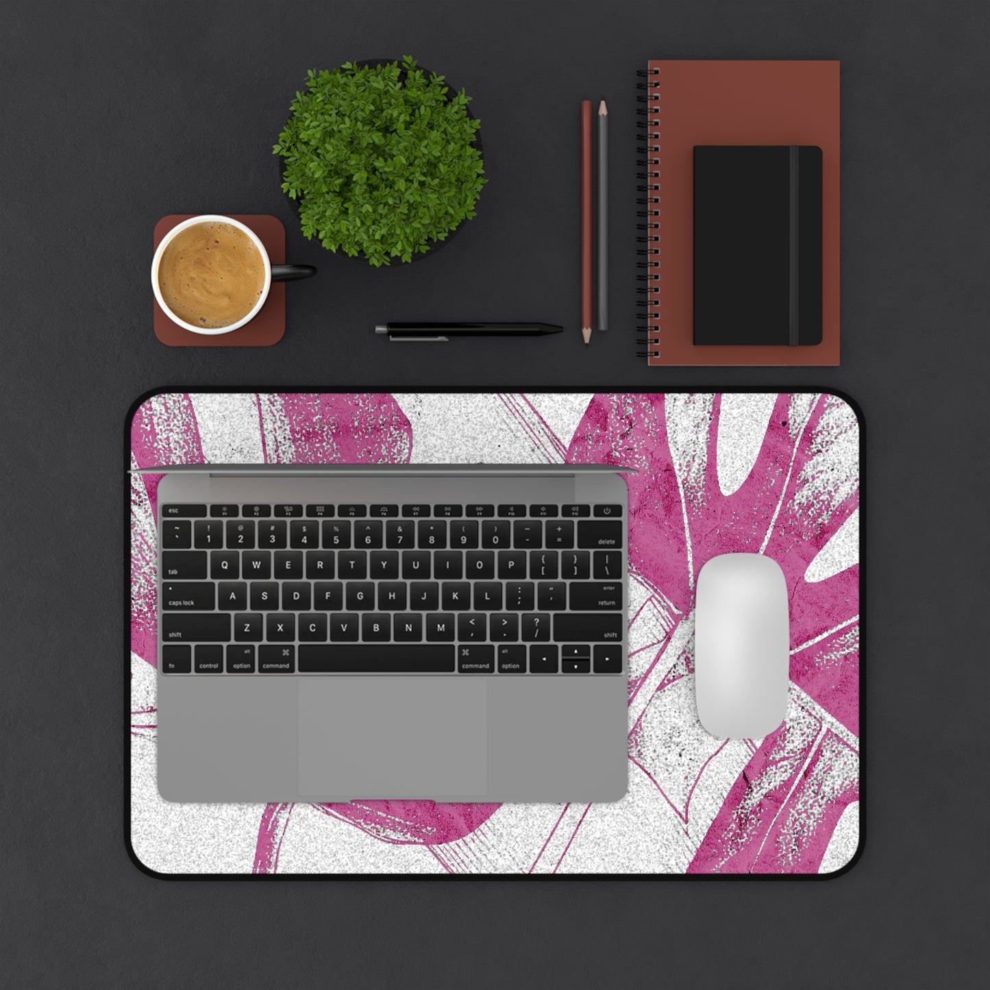 Monstera Leaf Lilac Wine Desk Pad