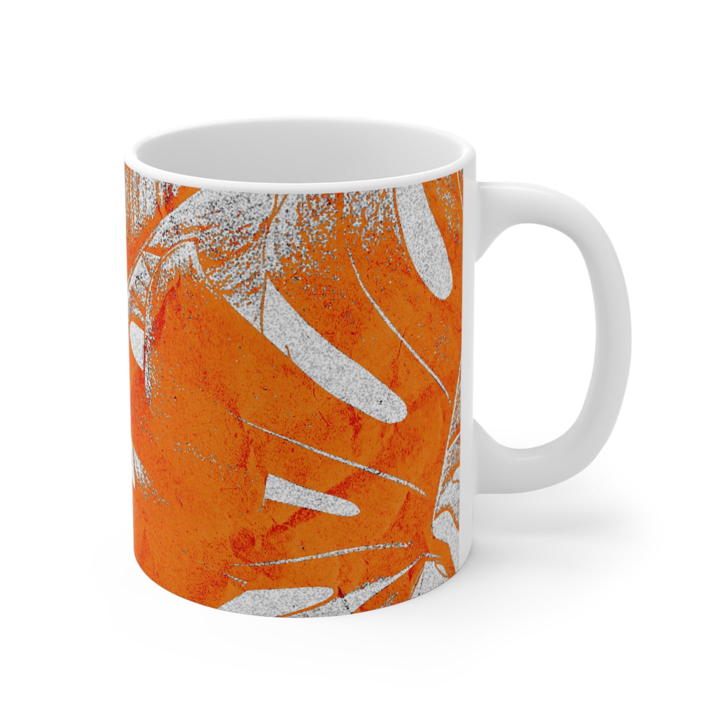 Monstera Leaf Tangerine Mug